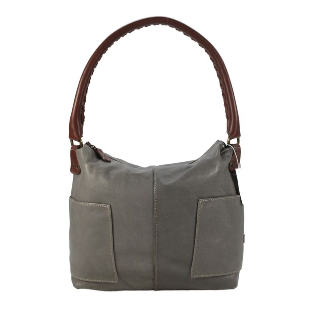Sundance Womens Cow Zippered Top Handle Handbag Gray